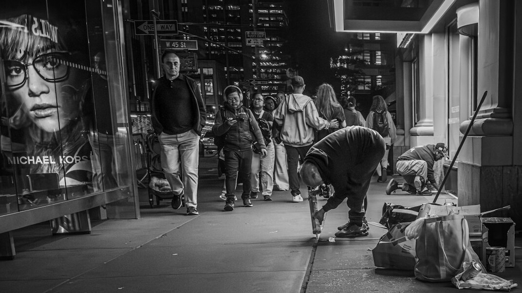 Television camera crew working on a broadcast set